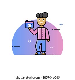 Simple photographer cartoon character. Easy to edit with vector file. Can use for all your graphic design content. Especially about photography.