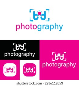 Simple photography logo. Creative concept, camera icon. Minimalistic Vector Illustration. Modern logotype.