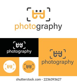 Simple photography logo. Creative concept, camera icon. Minimalistic Vector Illustration. Modern logotype.