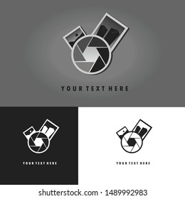 simple photography logo set with option gray and black and white