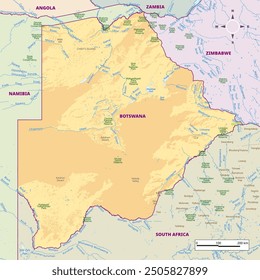 einfache Landkarte von Botswana