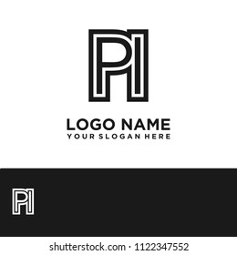 Simple PI initial Logo design template vector illustration