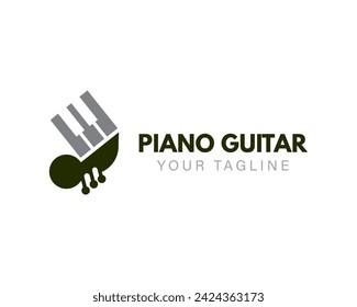 simple piano guitar logo icon symbol design template illustration inspiration