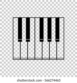 Simple piano icon. Black icon on transparent background.