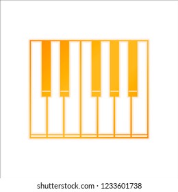 Simple piano icon. Orange sign with low light on white background