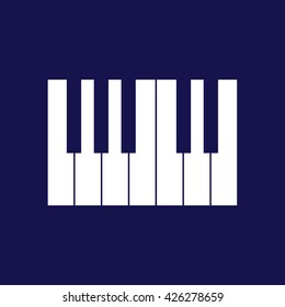 Simple piano keys icon vector illustration. Blue background