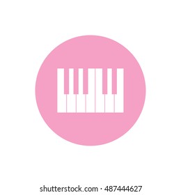 Simple piano keys icon vector illustration. Pink button. Pink circle