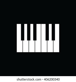 Simple piano keys vector illustration. Black background