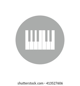 Simple piano keys vector illustration. Gray circle. Gray button