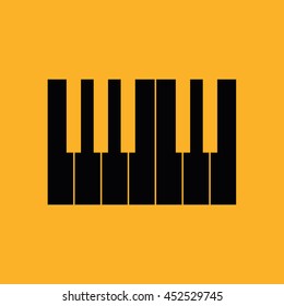 Simple piano keys vector illustration. Yellow background