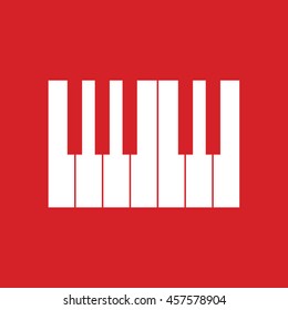 Simple piano keys vector illustration. Red background
