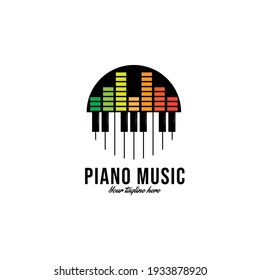 Inspiración en el diseño del logotipo plano de un estudio de música de piano sencillo