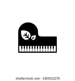 Simple Piano Two Leaf Nature Eco Music. Can use for icon or logo