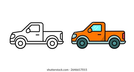 Simples pegar carro ilustração de imagem vetorial com o seu desenho de esboço, pegar o logotipo do carro, pegar o ícone do carro, ótimo como adesivo e coloração.