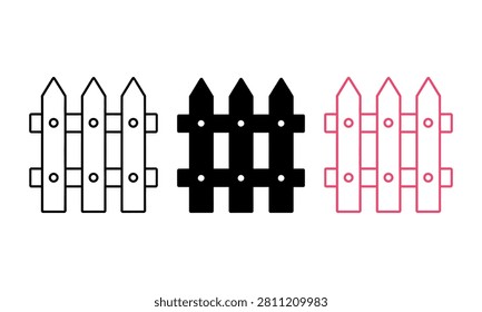Simple picket fence vector illustration with three styles