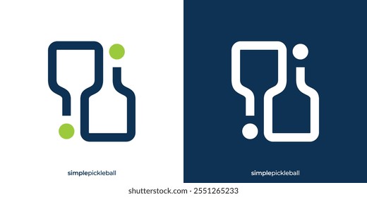 Simple Pickleball Logo with a Combination of Double Paddle or Racket and Ball Icon Graphic. Pickleball Logo Design Template