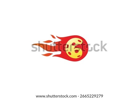 A simple pickleball logo featuring a ball encased in flames floating in the air. It's great for a pickleball team logo, tournament logo, club logo, etc.