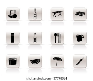 Simple Picnic and holiday icons - vector icon set
