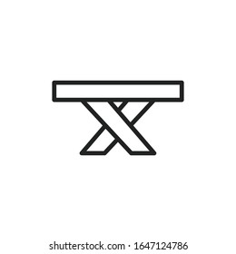 Simple picnic table line icon. Stroke pictogram. Vector illustration isolated on a white background. Premium quality symbol. Vector sign for mobile app and web sites.
