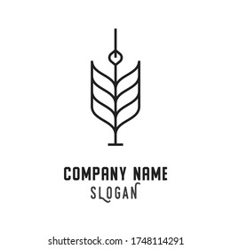 Simple pictogram feather logo in monoline style