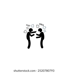 Simples ícone de pictograma de uma pessoa lutando entre si. Discórdia, abastecido, combate, ícone de disputa vetor. ícone de desacordo de conflito. Elemento do problema social e ícone de refugiado