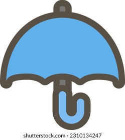 Simple pictogram illustration of a blue umbrella