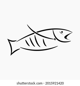 el simple logo pictorial de peces aislados en fondo blanco.