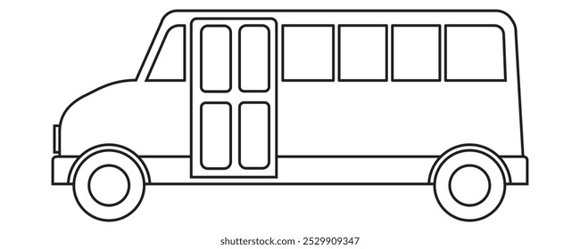 Imagen simple de una escuela de autobús para que los niños coloreen.
Ilustración en formato de esquema y Vector.