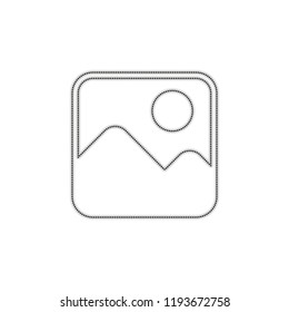 Simple picture icon. Dotted outline silhouette with shadow on white background