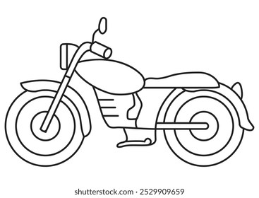 Simple picture of a motorcycle for kids to color.
Illustration in outline and vector format.