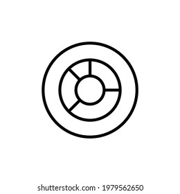 Simple pie chart or analytics black line icon. Statistical chart concept. Flat style isolated symbol, used for: illustration, logo, mobile, app, emblem, design, web, site, ui, gui, ux. Vector EPS 10