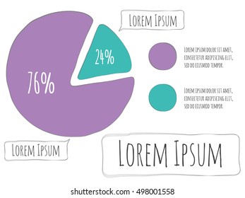 Simple pie chart in doodle style. Business strategy diagram infographics. Vector EPS 10