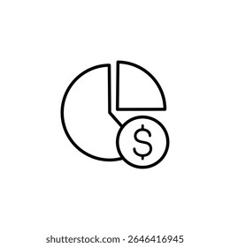 Simple pie chart icon with dollar sign, representing financial data or budget.