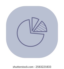 Simple pie chart icon of minimalist design, ideal for business presentations and reports focused on data visualization and analysis
