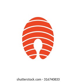 simple piece of salmon icon. concept of nutrition, roll ingredient, fishing, fish meat, freshness sea food. isolated on white background. flat style trend modern brand design vector illustration