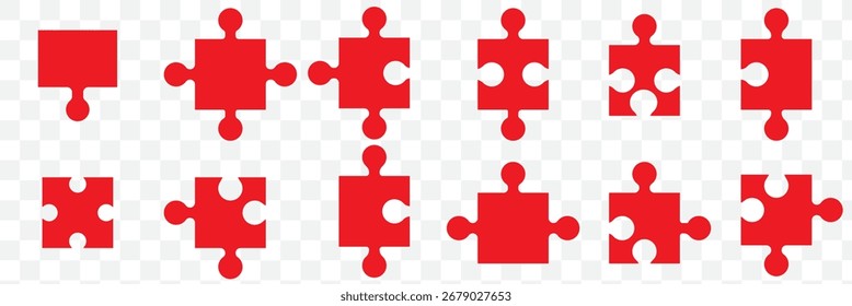 Conjunto de iconos de Vector negro de rompecabezas. silueta de piezas de rompecabezas. Vector de rompecabezas perfecto para ilustraciones conceptuales, resolución de problemas.