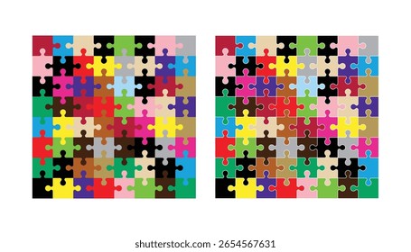 Piezas simples colecciones del icono del Vector del rompecabezas. silueta de piezas del rompecabezas. Vector de rompecabezas perfecto para ilustraciones conceptuales, resolución de problemas.
