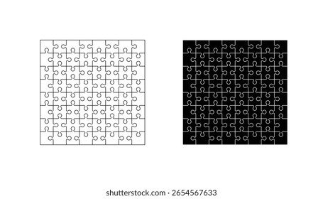 Simple pieces Puzzle vector icon collections. jigsaw puzzle pieces silhouette. Perfect jigsaw puzzle vector for concept illustrations, problem solving.
