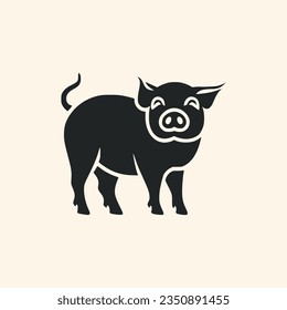 simple pig animal farm nature logo vector illustration template design