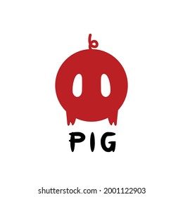 Simple Pig character logo vector