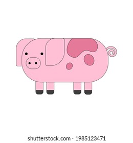 A simple pig. Color vector illustration isolated on white background.
