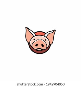 simple pig head icon logo in cartoon style, isolated on white background
