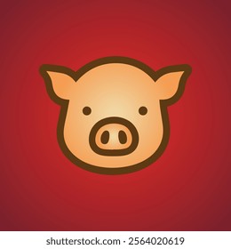 Simple pig icon vector line art