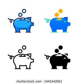simple pig saving icon in four style glyph, line, flat and filled line