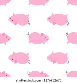 Simple pig seamless pattern. Pink piggy background for fabric or print