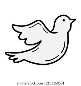 Simple pigeon bird, a dove of the world icon in linear doodle style