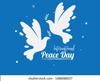 Simple Pigeon with leaf symbol of Peace. International Peace Day
