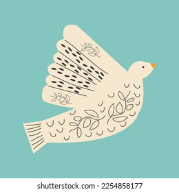 Simple Pigeon with leaf symbol of Peace. International Peace Day