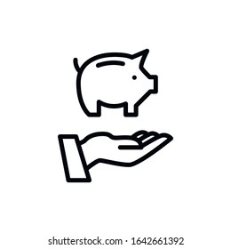 Simple piggy bank line icon. Stroke pictogram. Vector illustration isolated on a white background. Premium quality symbol. Vector sign for mobile app and web sites.