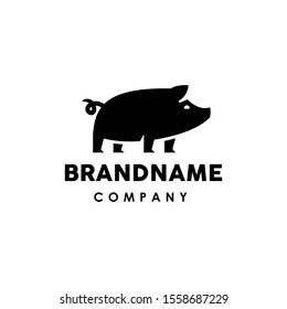 simple piglet pig ham logo pork icon design template vector 